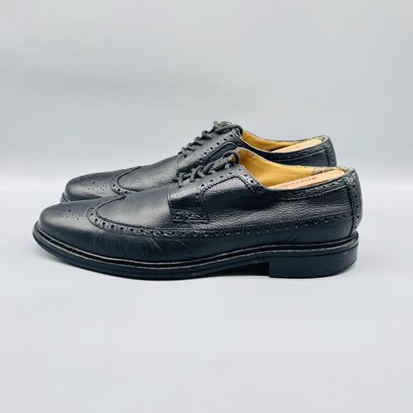 Cole Haan Shoes Mens 11.5 Black Leather Williams Longwing Brogue Wingtip Derby - Picture 5 of 12